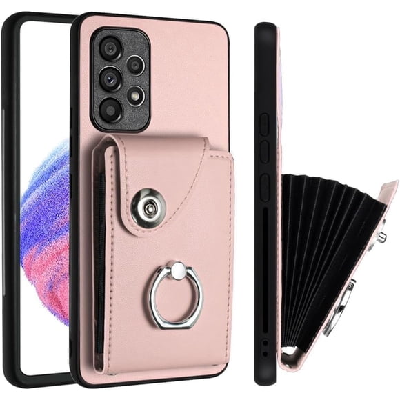Phone Flip Case, Compatible Samsung Galaxy A53 5G/S24/S24 Plus/S24 Ultra Protective Case with Card Holder, PU Leather Magnetic Closure Flip Shockproof Case, 360° Rotating Finger Holder Kickstand Case