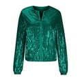 thumbnail image 4 of Womens Fall Jacket Zipper Sequin Glitter Cropped Long Sleeve Bomber Sparkly Party Winter Coat, 4 of 5