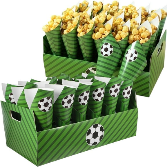 Football Theme Paper Cone Holder Soccer Birthday Party Supplies Soccer Popcorn Tray Snack Tray