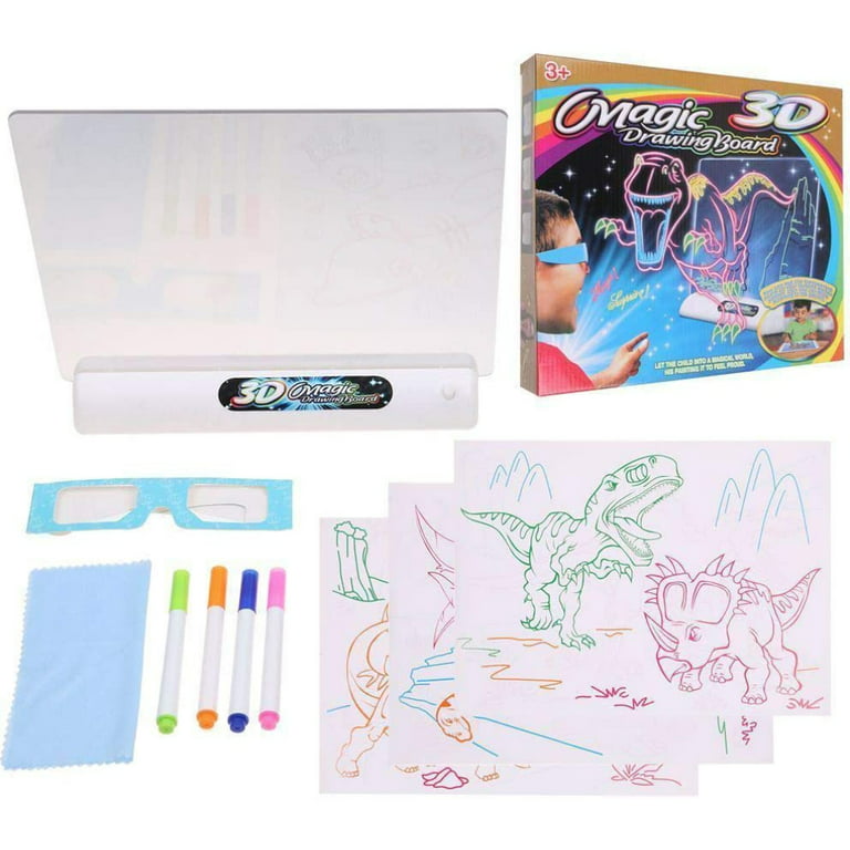 3d Magic Drawing Pad Light Effects Puzzle Board Sketchpad Tablet Creative  Toy Children Painting Art Learning Tool Gift For Kids