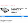 thumbnail image 2 of Air Filter - Compatible with 2010 - 2023 Toyota 4Runner 4.0L V6 2011 2012 2013 2014 2015 2016 2017 2018 2019 2020 2021 2022, 2 of 2