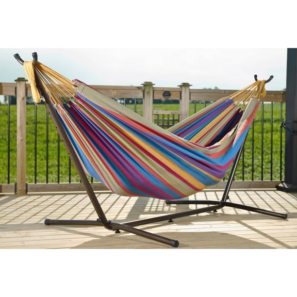 Vivere Portable Double Hammock with Steel Stand for Travel