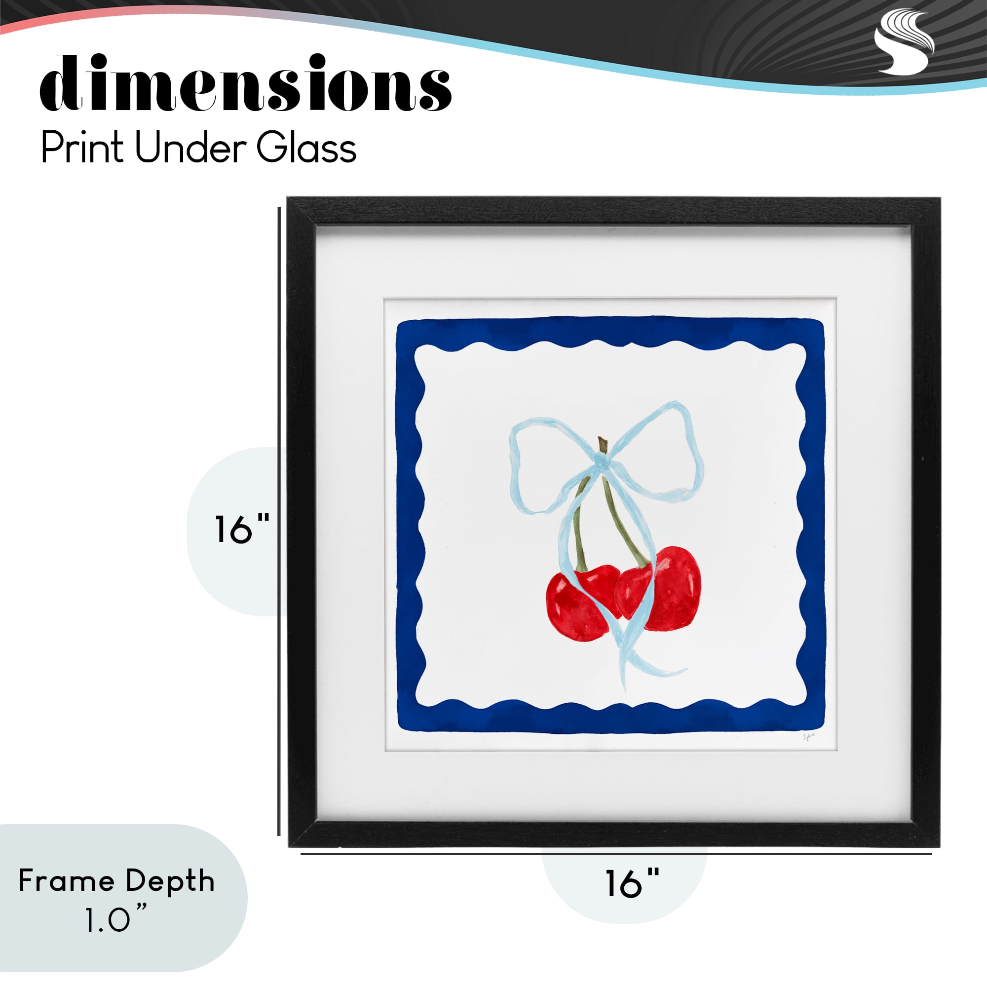 Stupell Industries Summer Bordered Cherries Black Framed Print Under Glass, design by Lucille Price