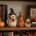 thumbnail image 4 of Fall Halloween Witch Dog Decor Set of 3, Rustic Sewing Texture Puppy Resin Figurine, Cute Non-spooky Seasonal Ornaments for Halloween Home Display, 4 of 7