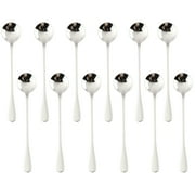 Silver Long Handle Spoon, MDEALY 7” Stainless Steel Round Style Mixing Spoon, Coffee Ice Cream Spoon Cocktail Mixing Silverware Spoon Set for 12