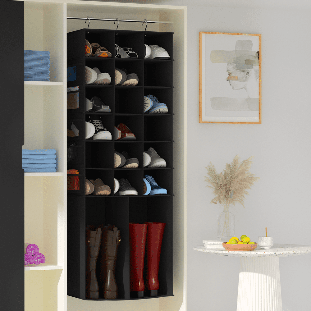 Hanging Shoe Rack Shoe Shelf Shoe Storage Organizer with Mesh Pockets, 20 Section Closet Organizer Taller Shoes Boots Organizer