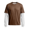 thumbnail image 6 of Men's T-Shirt Fake Two-Piece Layered Look Contrast Sleeve Casual Long Sleeve Pullover Fall Solid Color Top, 6 of 6