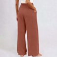 thumbnail image 4 of Cutuoiiu Womens Fashion Solid Color Wide Leg Pants with Pockets Smocked Waist for Casual Vacation Beach Gift, 4 of 5