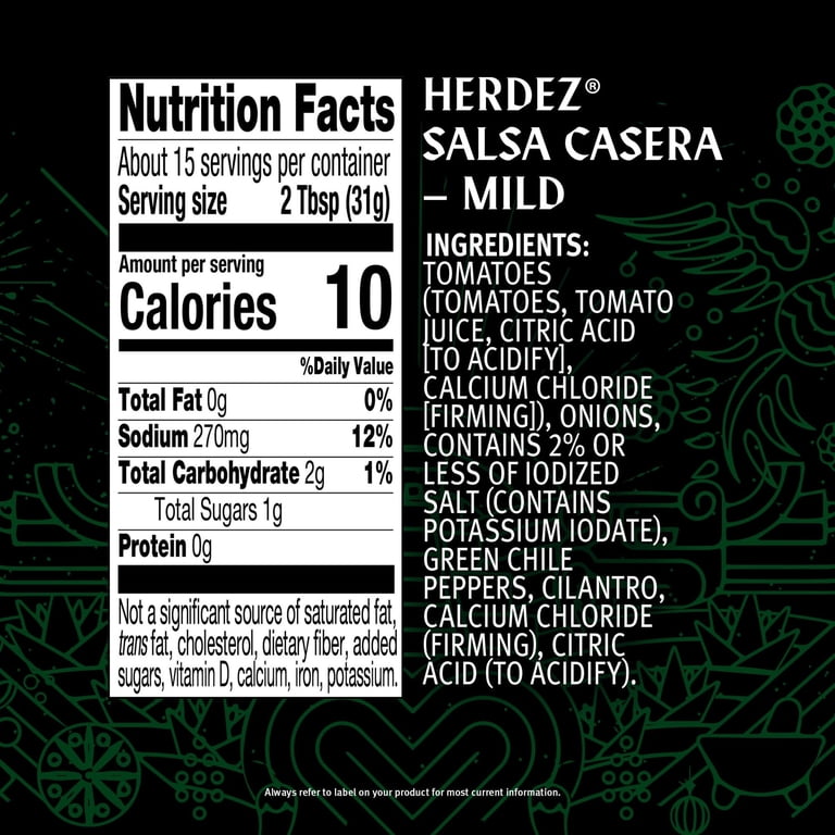 Free Shipping! Herdez Salsa Casera Mild 16 oz Glass Jar Tortilla