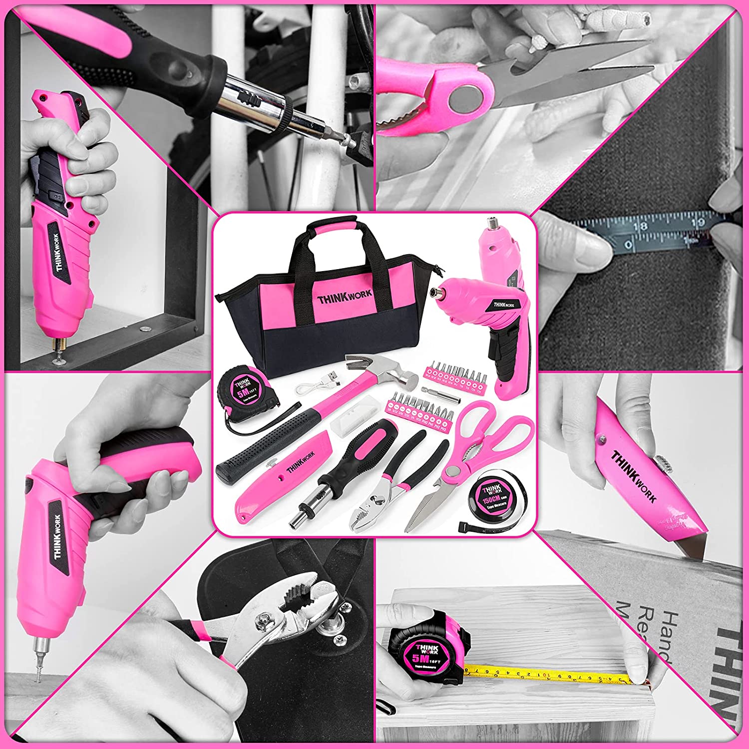 THINKWORK 41-Piece Pink Tool Kit with Electric Screwdriver photo 2