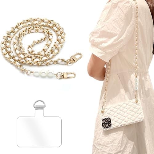 KOMI Phone Crossbody Chain CellPhone Lanyard,Universal Phone Chain Strap with Tether Patches Compatible with Most Phones