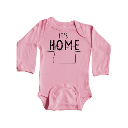 

Inktastic It s Home- State of Oregon outline Distressed Text Gift Baby Boy or Baby Girl Long Sleeve Bodysuit