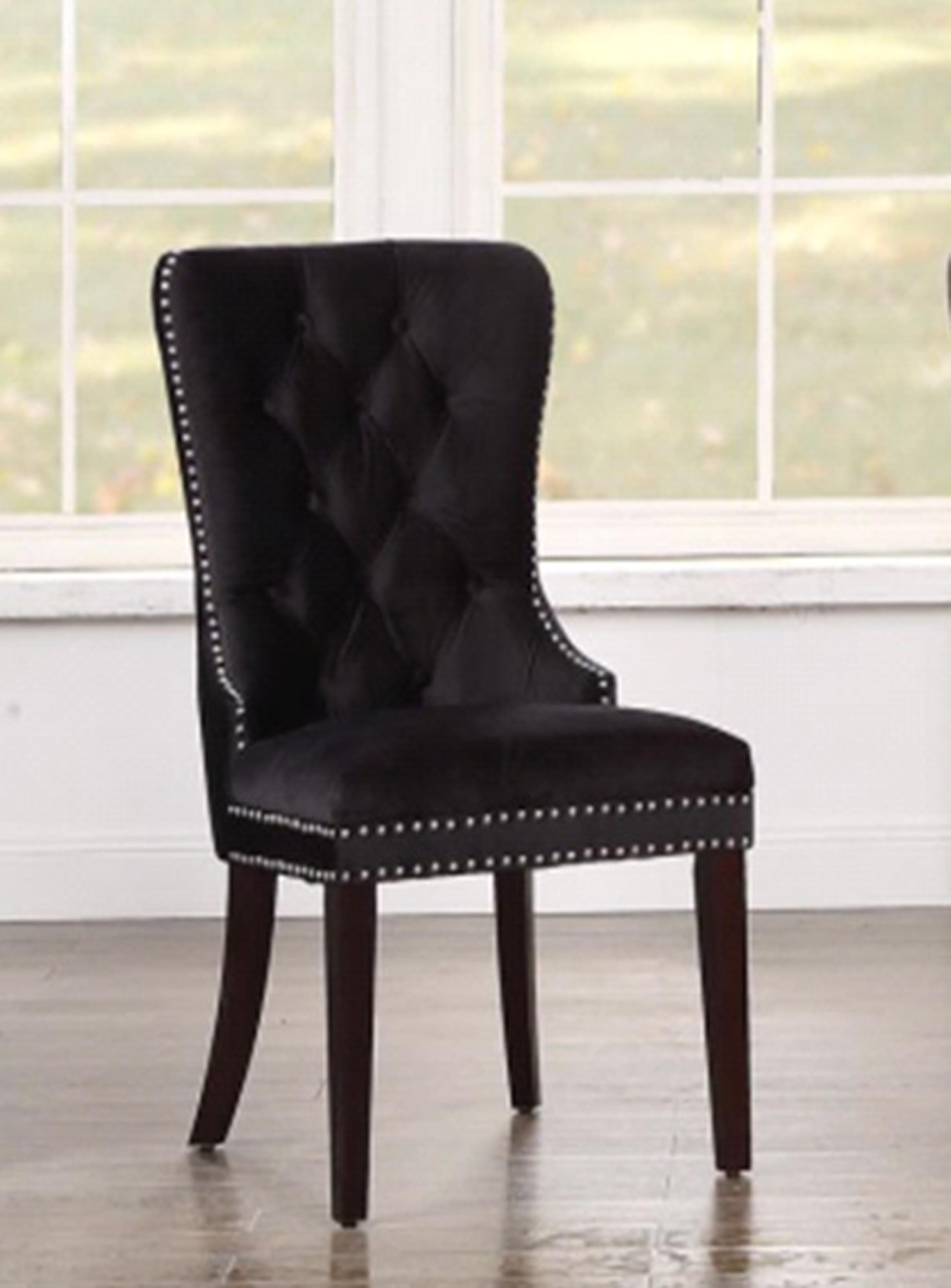 Black ButtonTufted Velvet Chair Set of 2