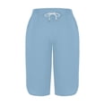 thumbnail image 7 of VV AVEORS Capri Pants For Women Split Side High Waist Casual Athletic Knee Length Summer Pants Casual Sweatpants With Pockets Sky Blue 2XL, 7 of 7