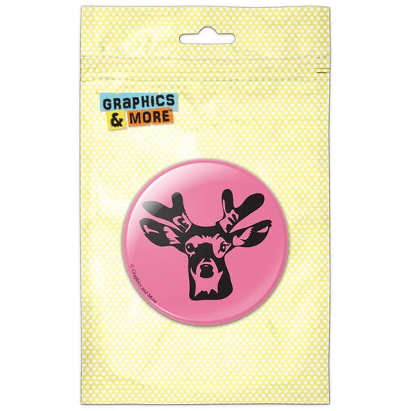 Deer Young Buck Hunting Forest Creature on Pink Pinback Button Pin Badge