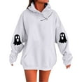 thumbnail image 4 of Kilaqueen Halloween Ghost Sweatshirts for Women Spooky Season Funny Long Sleeve Loose Fit Hooded Tops Cute Graphic Print Fall Hoodies, 4 of 5