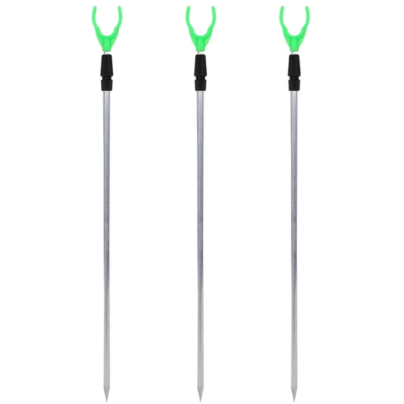 3X Adjustable Metal Fishing Rod Pole Holder Rack Stand,3 x Fishing Rod Holder,Green