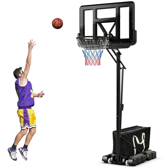 Costway 44" Système de Cage de But de Basket-Ball Réglable Portable avec Sac Sécurisé à l'Extérieur