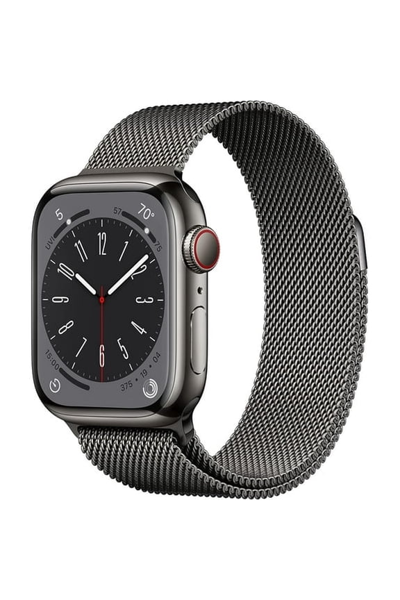 Restored Apple Watch Series 8 GPS + Cellular 41mm Graphite Stainless Steel Case with Graphite Milanese Loop. Fitness Tracker, Blood Oxygen & ECG Apps, Always-On Retina Display (Refurbished)