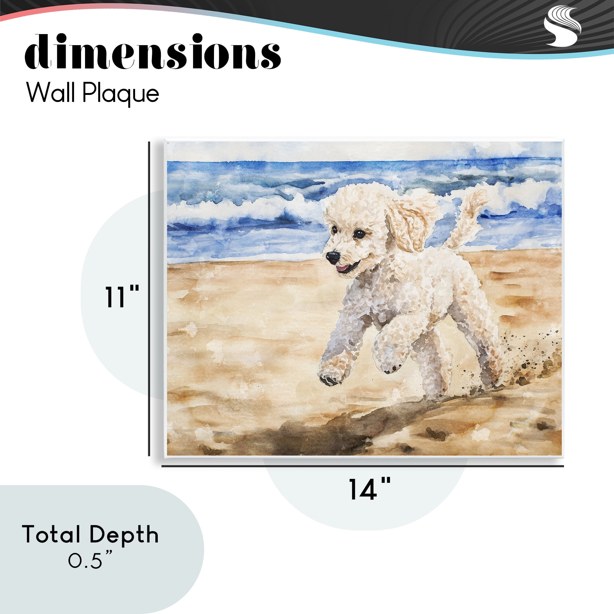 Stupell Industries Poodle's Journey on Beach Wall Plaque Art, design by Svetlana Aleynikova