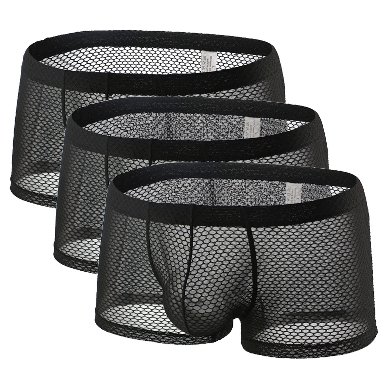 DENGDENG Mens Boxer Briefs Soft Underwear Stretch Jockstrap Mesh Trunks