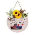 thumbnail image 2 of 4th of July Wreath, Patriotic Wreaths for Front Door Wooden Welcome Wreath for Front Door, Independence Memorial Day Decorations - Round Outdoor Door Hanger for Porch, Wall, Window Decor, 2 of 9