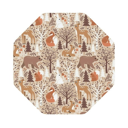 

Matuu Woodland Animals in Neutral Tones for Cup Coasters Set of 6 Leather Coasters Desk Coasters for Office Measures 4” x 4” Octagon
