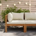 thumbnail image 1 of vidaXL Sectional Corner Sofa with Cream White Cushion Acacia Wood, 1 of 4