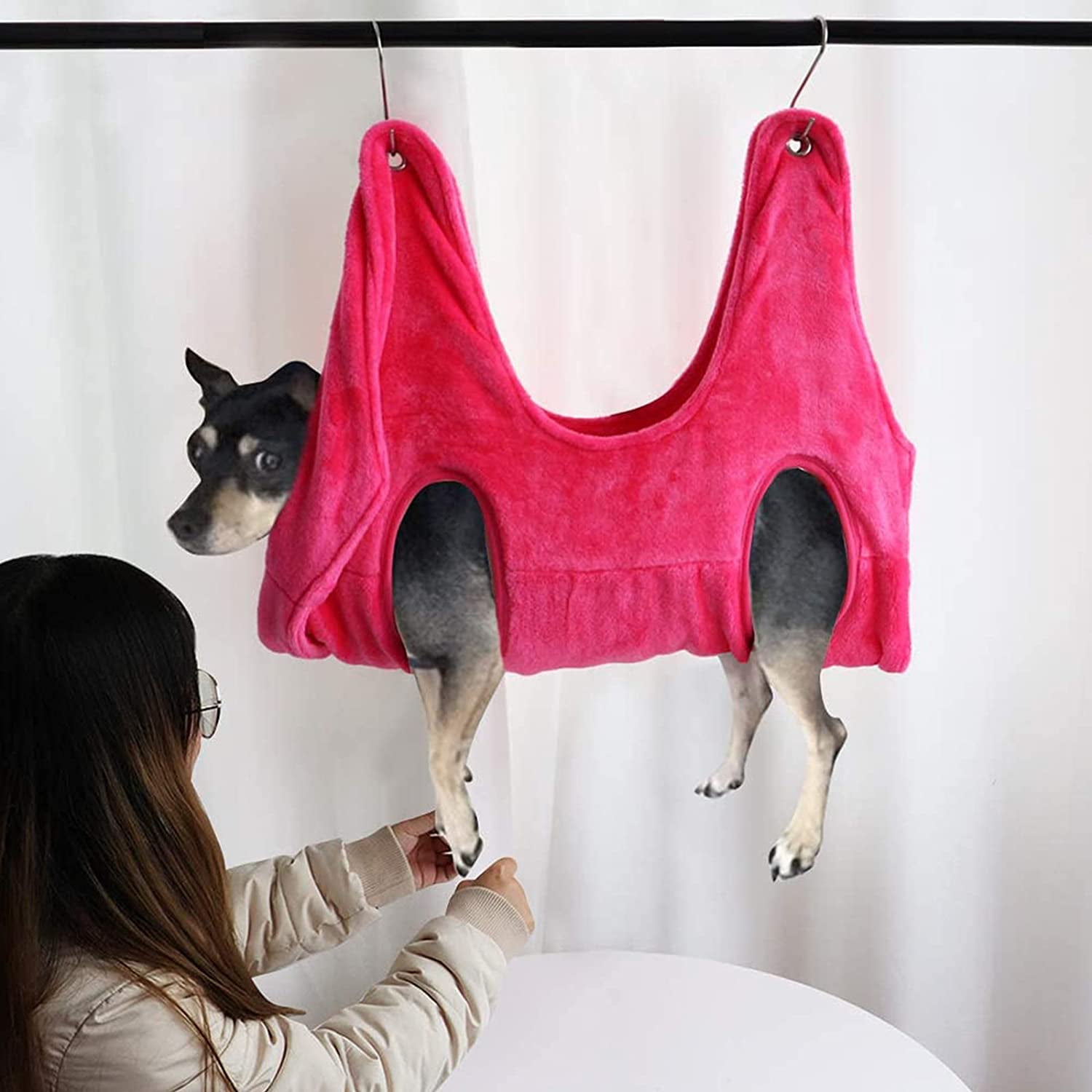 Dog Grooming Bag 2 in 1 Pet Bath Towel Dog Grooming Sling Harness Pet Grooming Bag for Puppy Cats Bathing Cleaning Beauty and Trimming Nail Clipping M Gray Walmart