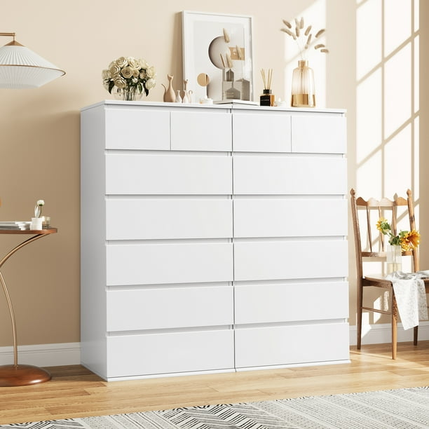 Homfa 7 Drawer White Dresser Tall Minimalist Furniture Nightstand Storage Cabinet Chest for Bedroom Living Room Walmart Business Supplies