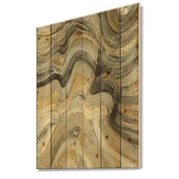 Designart 'Abstract Glam Gold Canion' Modern & Transitional Print on Natural Pine Wood