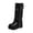 Black, variant on EKVAHL Women's Buckle Knee High Boots, Fold‑Over Tall Riding Boots, Chunky Low Heel Wide Calf Fashion Boots Black
