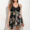 thumbnail image 2 of Tummy Control Swimsuits for Women Mesh Tankini Swimdress Flower Front Knot Bathing Suit Two Piece Boyshorts Swimsuits, 2 of 7