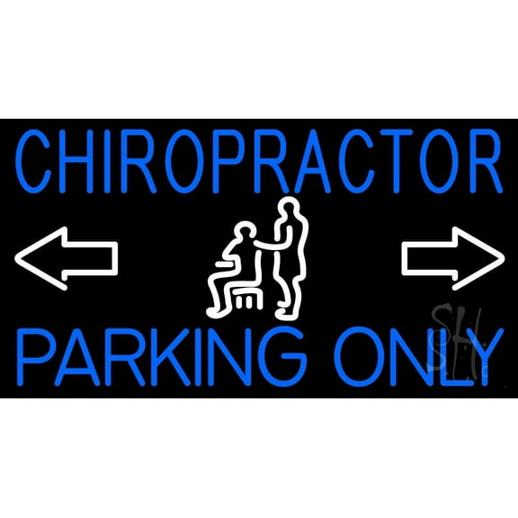 Chiropractor Parking Only LED Neon Sign 13 x 24 - inches, Black Square Cut Acrylic Backing, with Dimmer - Bright and Premium built indoor LED Neon Sign for Defence Force.