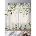 thumbnail image 3 of Sage Green Sheer Curtains 84 Inch Length 2 Panels Set - Light Filtering Window Treatments, Eucalyptus Leaves Rod Pocket Semi Curtains for Living Room/Bedroom/Kitchen Décor, 104"W x 84"L, 3 of 7