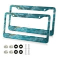 thumbnail image 2 of 2-Pack Aluminum License Plate Frame with 2 Holes for GM License Plate Cover with Free Screws Blue Green Marble Pattern, 2 of 8