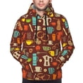thumbnail image 2 of Bingfone Retro Coffee Men's Drawstring Hoodie Long Sleeve Pocket Sweatshirts-Small, 2 of 6
