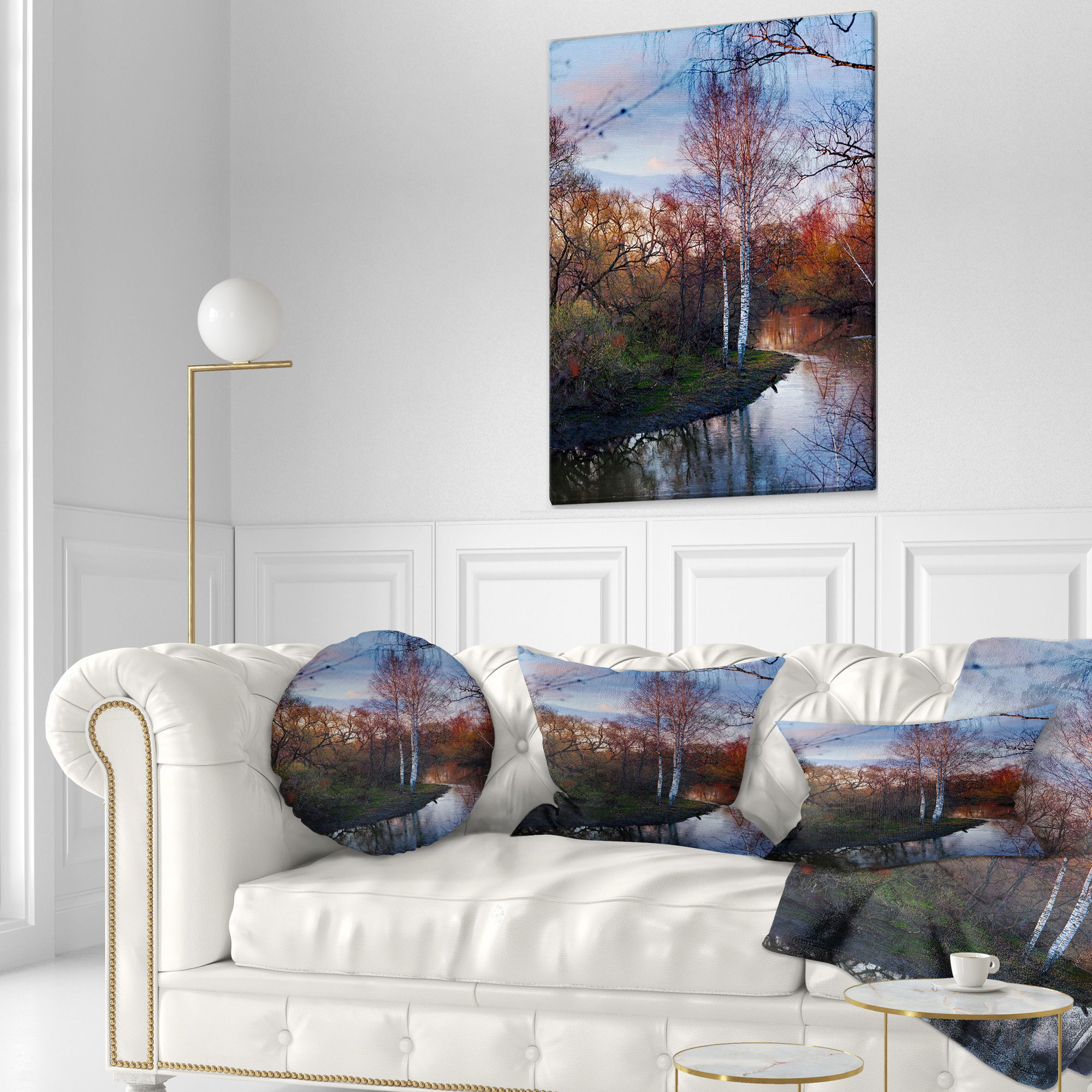 Designart Forest River in the Spring - Landscape Photo Throw Pillow - 12x20