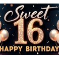thumbnail image 4 of Yatrandify Pink Sparkle Birthday Banner Sweet 16 Celebration Decorative Design Balloon Gifts for Teen Party Girls Event, 4 of 7