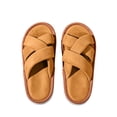 thumbnail image 5 of Iyufng Womens Criss Cross Strap Textile Slippers Soft Comfortable Open Toe Flat Warm Cozy Casual Indoor House Slide Sandals, 5 of 7
