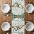 thumbnail image 4 of Spring Table Runner 70 Inches Long, Butterfly Summer Botanical Flower Cotton Linen Table Runners Dresser Scarves, Decorative Fabric Tabletop Scarf Furniture Cover for Home Dinner Party 13"x70", 4 of 8