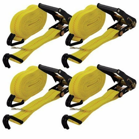 2 Ratchet Straps Wideskall® 4 Pieces Heavy Duty Ratchet Tie Down Cargo Straps - 27' x 2