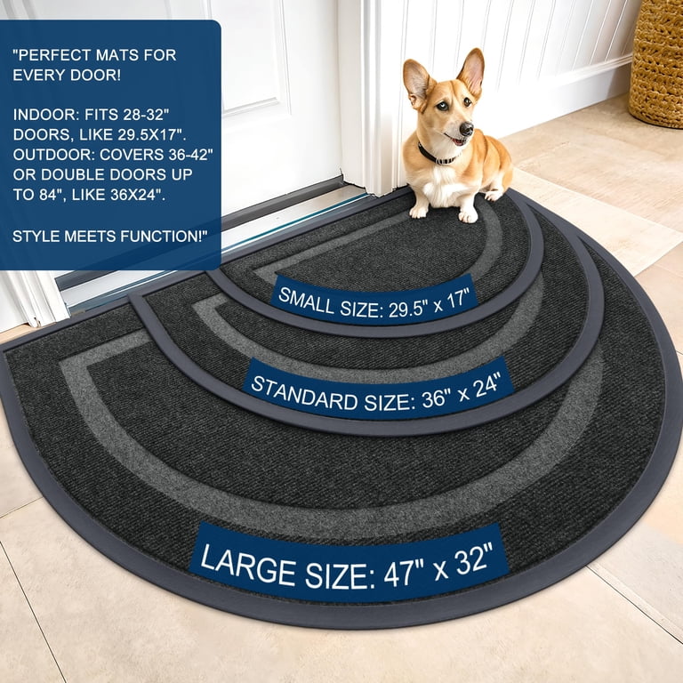 Buganda Half Round Heavy Duty Rubber Doormat, 29.5x17" photo 3