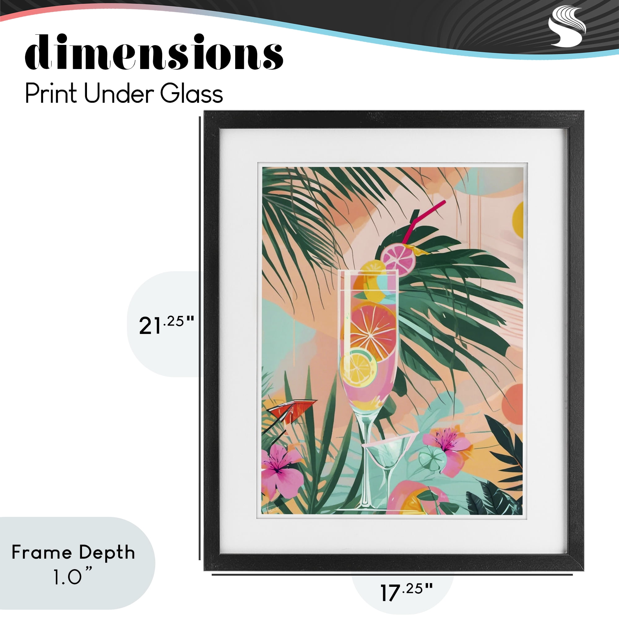 Stupell Industries Jungle Lemonade Cocktail Black Framed Print Under Glass, design by Tabz Jones
