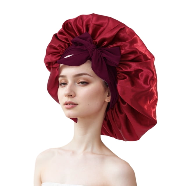 Youkk Bande Élastique Confortable en Satin Imitation Soie pour Soins Capillaires, Ruban Rond, Rouge Vin