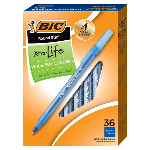 Bolígrafo BIC Round Stic Xtra Life Medium Point Azul 36