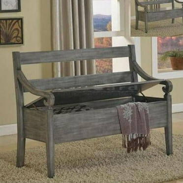 Kennedy Accent Grey Wood Bench with Seat Storage