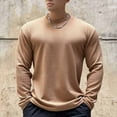 thumbnail image 1 of pstuiky camisa de manga larga para hombre, Suéter de manga larga con cuello redondo y base para hombre, estilo otoñal, color liso Tops casuales para hombres l, 1 of 3