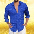 thumbnail image 4 of XIAOCHA Men's Sparkly Party Shirt Collared Long Sleeve Button Up Glitter Print Blouse Eye-Catching Casual Going Out Top, 4 of 4