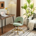 thumbnail image 4 of Ktaxon Office Desk Chair Adjustable Flannel Computer Task Chair Small Rolling Vanity Stool with Wheels for Study Make-up Light Green, 4 of 7